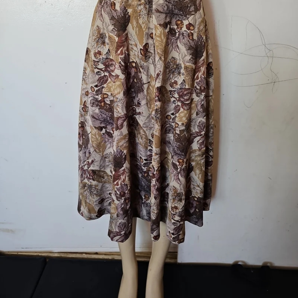 Brown and Tan High-Low A-Line Midi Skirt